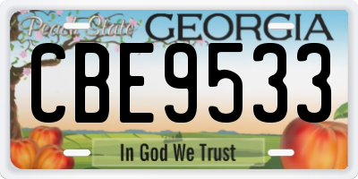 GA license plate CBE9533