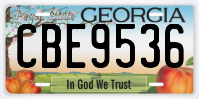 GA license plate CBE9536