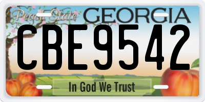 GA license plate CBE9542