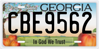 GA license plate CBE9562