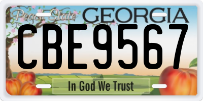 GA license plate CBE9567