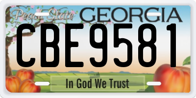 GA license plate CBE9581