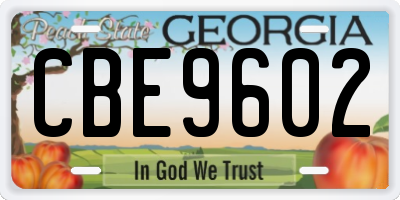 GA license plate CBE9602