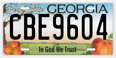 GA license plate CBE9604