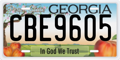 GA license plate CBE9605