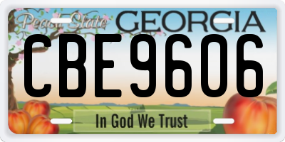 GA license plate CBE9606