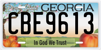 GA license plate CBE9613