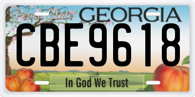 GA license plate CBE9618
