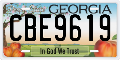 GA license plate CBE9619