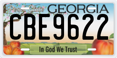 GA license plate CBE9622