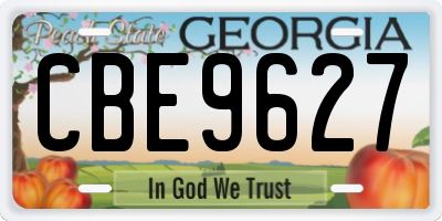 GA license plate CBE9627