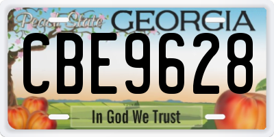 GA license plate CBE9628