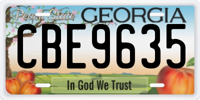 GA license plate CBE9635