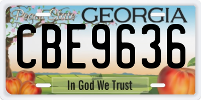GA license plate CBE9636