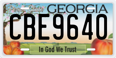 GA license plate CBE9640