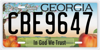 GA license plate CBE9647