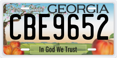 GA license plate CBE9652
