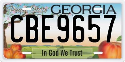 GA license plate CBE9657
