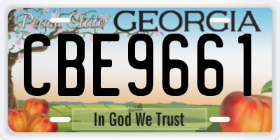GA license plate CBE9661