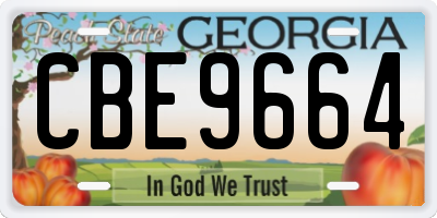 GA license plate CBE9664