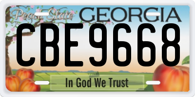 GA license plate CBE9668