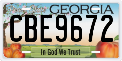 GA license plate CBE9672