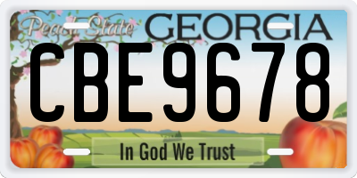 GA license plate CBE9678