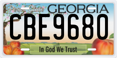 GA license plate CBE9680