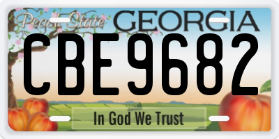 GA license plate CBE9682