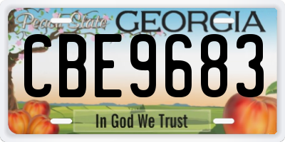 GA license plate CBE9683