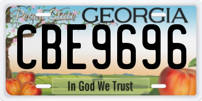 GA license plate CBE9696