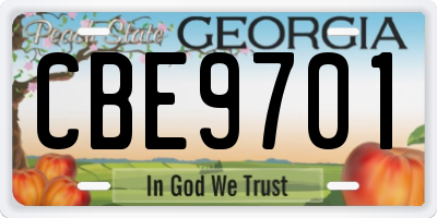 GA license plate CBE9701