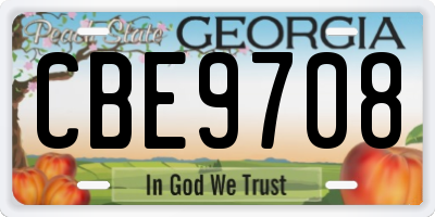 GA license plate CBE9708