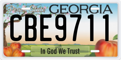 GA license plate CBE9711