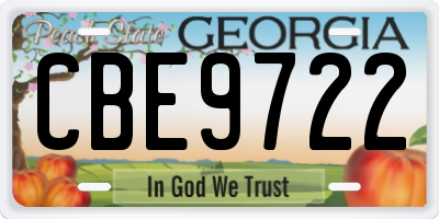 GA license plate CBE9722