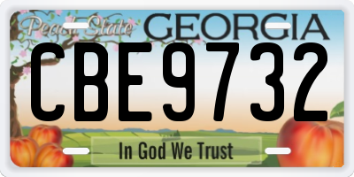 GA license plate CBE9732