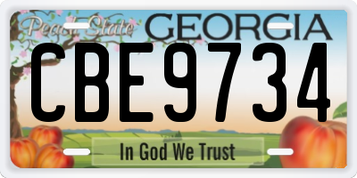 GA license plate CBE9734