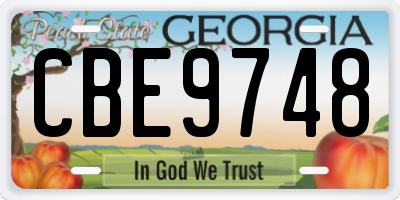 GA license plate CBE9748