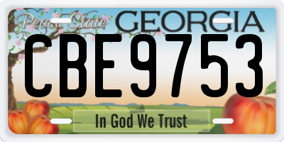 GA license plate CBE9753