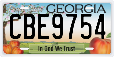 GA license plate CBE9754