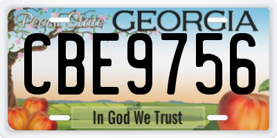 GA license plate CBE9756