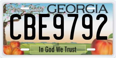 GA license plate CBE9792