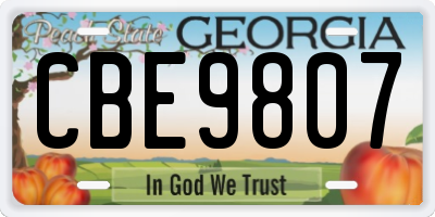 GA license plate CBE9807