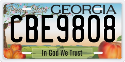GA license plate CBE9808