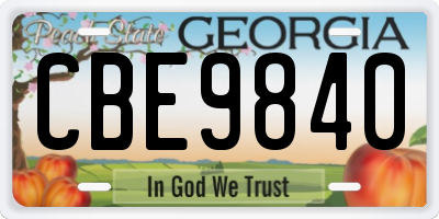 GA license plate CBE9840