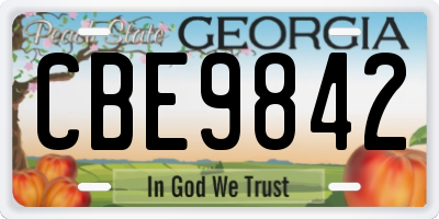GA license plate CBE9842