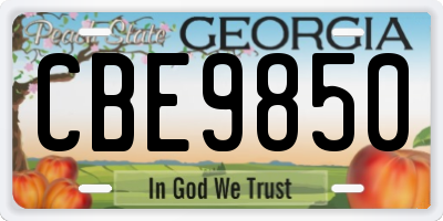 GA license plate CBE9850