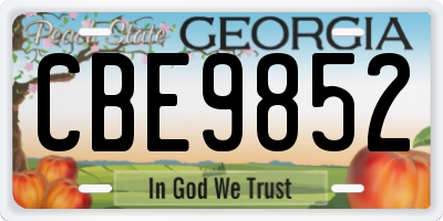 GA license plate CBE9852