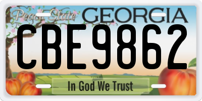 GA license plate CBE9862
