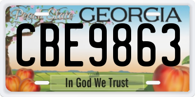 GA license plate CBE9863